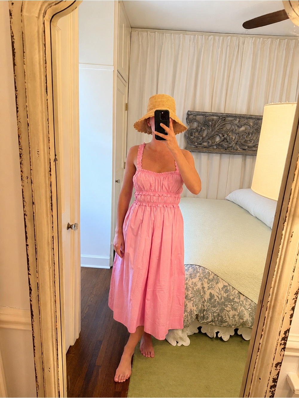 Greylin Pink Smocked Midi Sundress